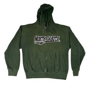 North Dakota J America Green Long Sleeve Full Zip Sweatshirt Hoodie XL